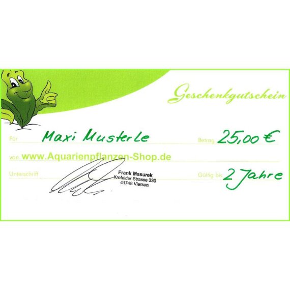 Geschenkgutschein für Aquarienpflanzen im Wert von 25 EURO
