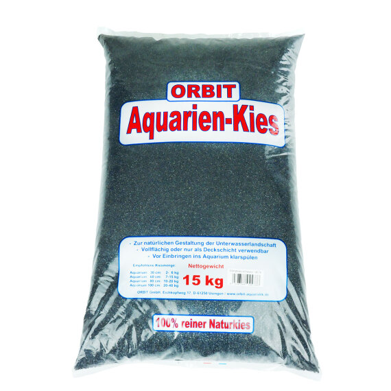 Glanzkies schwarz 15 kg, Bodengrund für Aquarien
